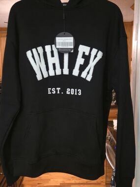 NWT White Fox Boutique Black WHATFX Logo Pullover Hoodie